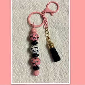 Beaded Charm Keychain, Farmhouse Keychain, Cow Keychain